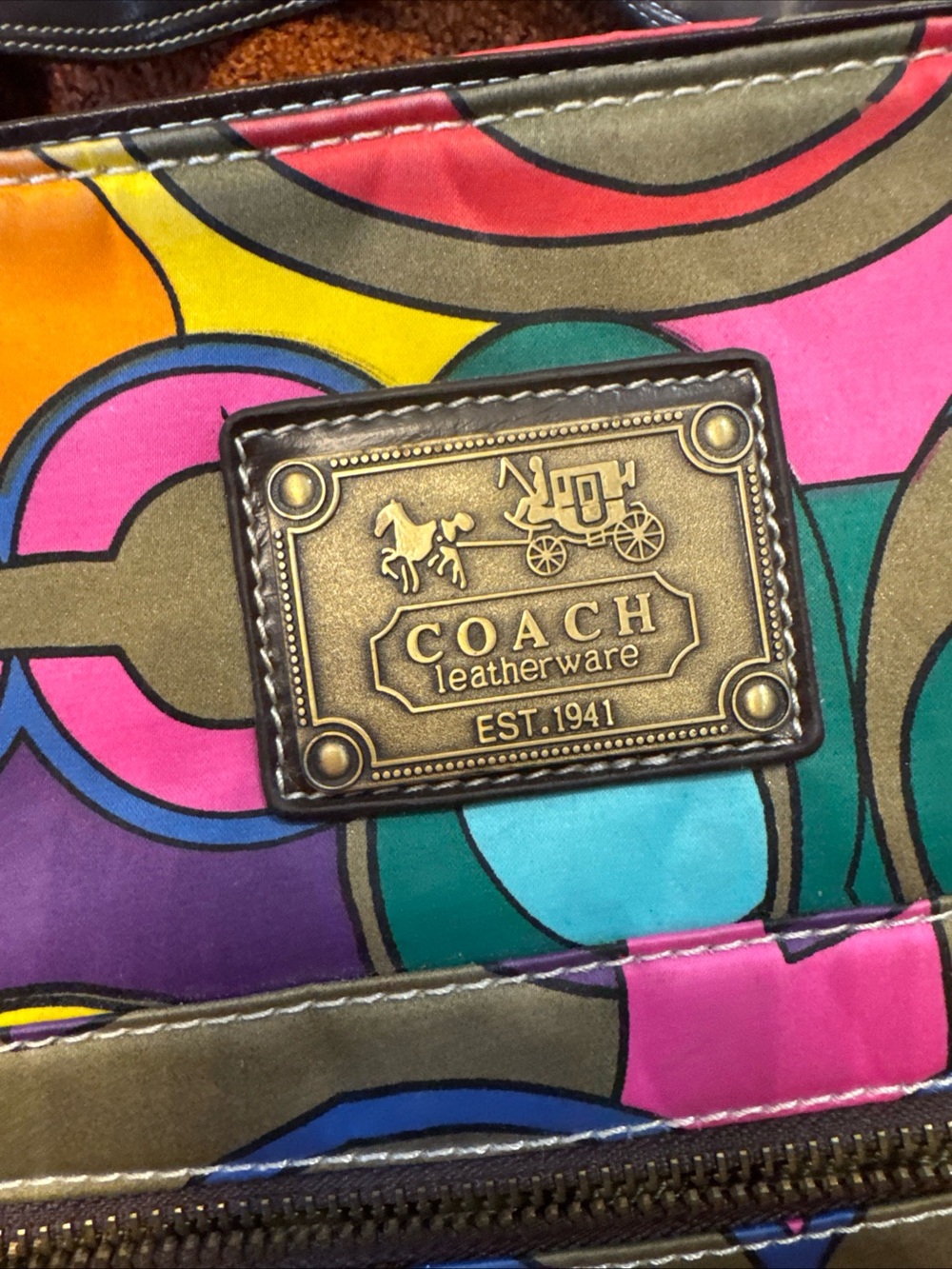 Coach Poppy"Pop C"  Glam Shoulder Bag  Vibrant MultiColor - Picture 4 of 14